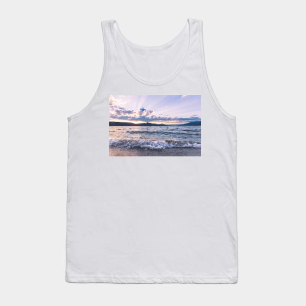 Summer Lake Sunset View Tank Top by Amy-K-Mitchell